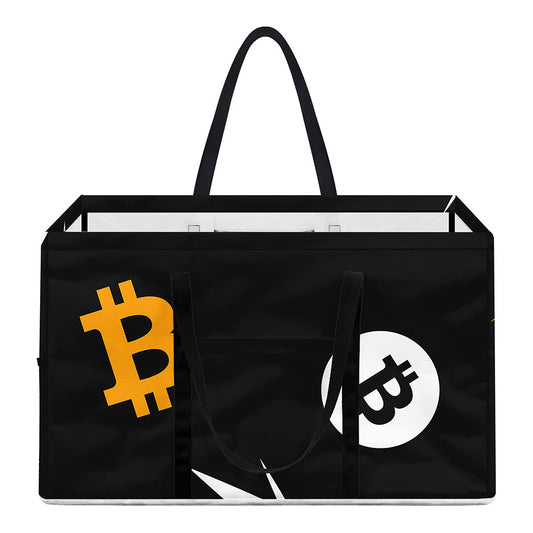 Bitcoin Symbol Pattern Print Utility Tote Bag