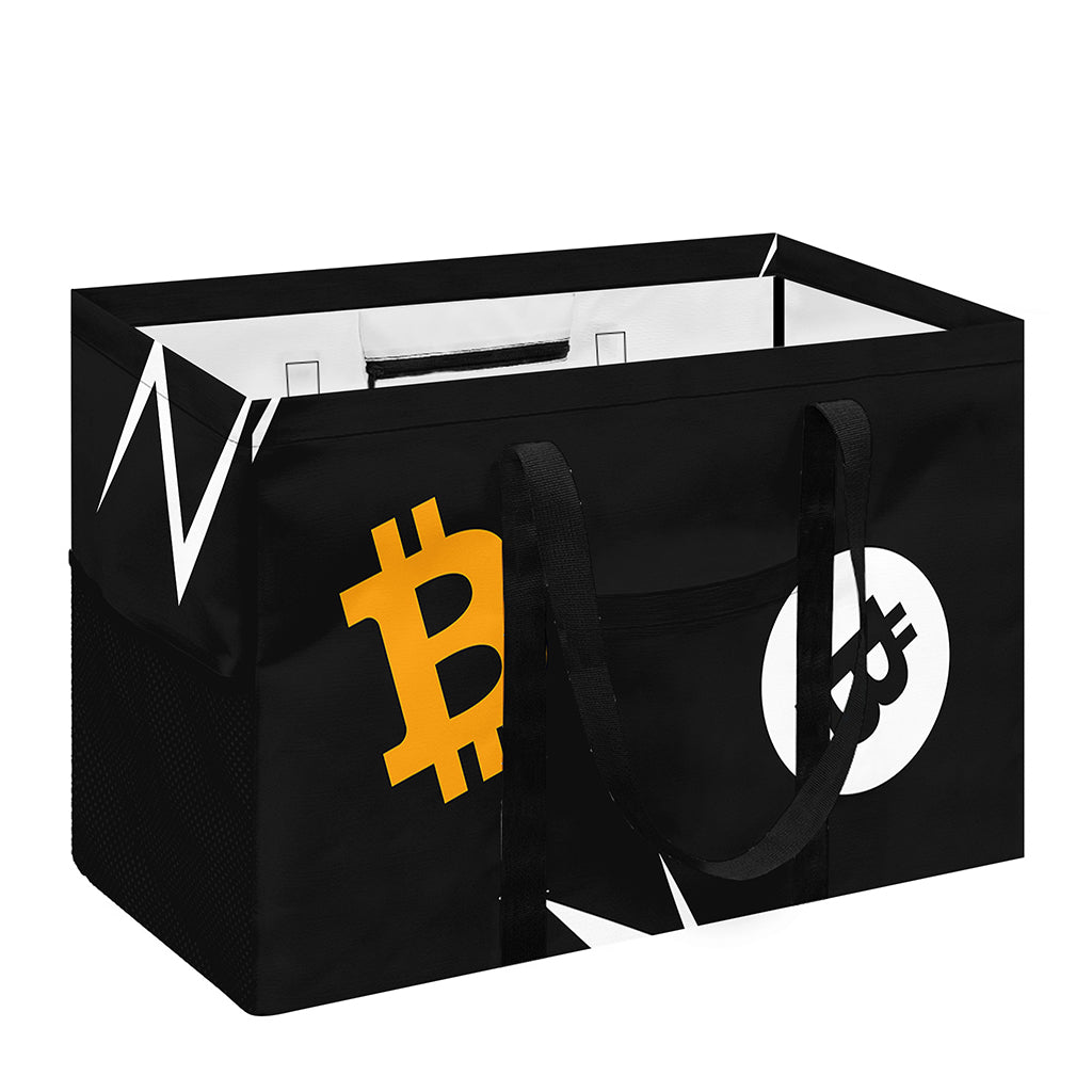 Bitcoin Symbol Pattern Print Utility Tote Bag