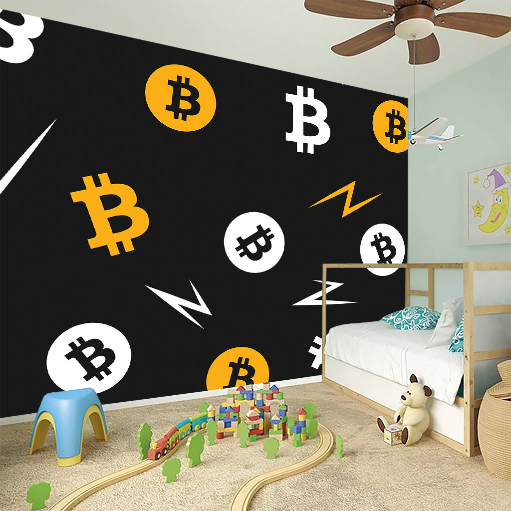 Bitcoin Symbol Pattern Print Wall Sticker