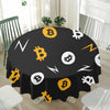 Bitcoin Symbol Pattern Print Waterproof Round Tablecloth