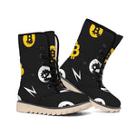 Bitcoin Symbol Pattern Print Winter Boots