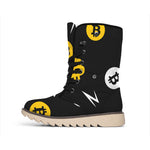 Bitcoin Symbol Pattern Print Winter Boots