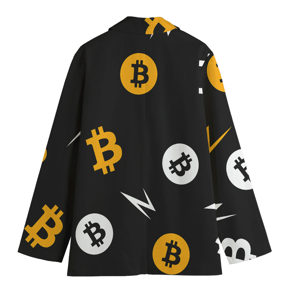 Bitcoin Symbol Pattern Print Women's Blazer