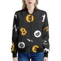 Bitcoin Symbol Pattern Print Women's Bomber Jacket