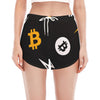 Bitcoin Symbol Pattern Print Women's Split Running Shorts