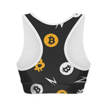 Bitcoin Symbol Pattern Print Women's Sports Bra