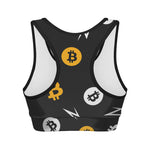 Bitcoin Symbol Pattern Print Women's Sports Bra