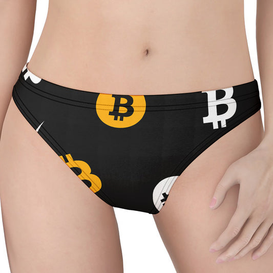 Bitcoin Symbol Pattern Print Women's Thong