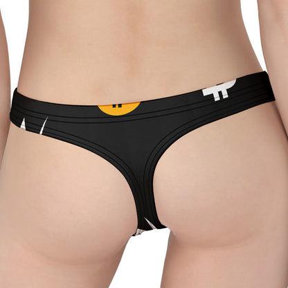 Bitcoin Symbol Pattern Print Women's Thong