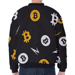 Bitcoin Symbol Pattern Print Zip Sleeve Bomber Jacket