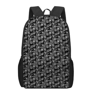 Black Adinkra Symbols Pattern Print 17 Inch Backpack