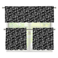 Black Adinkra Symbols Pattern Print 3 Piece Kitchen Curtains