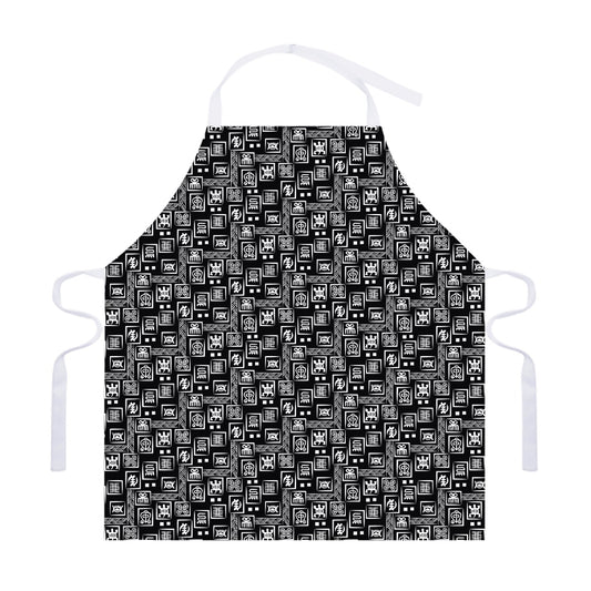 Black Adinkra Symbols Pattern Print Adjustable Apron
