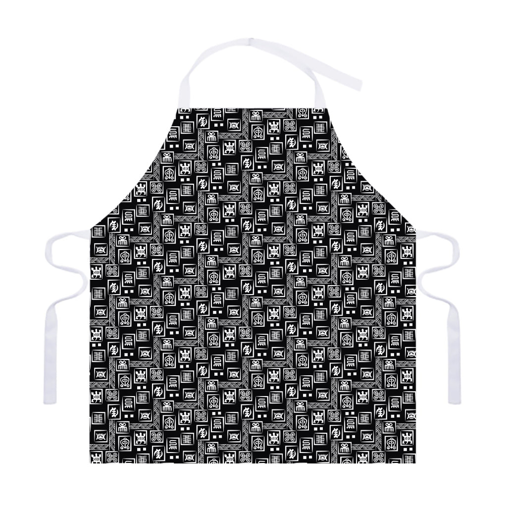 Black Adinkra Symbols Pattern Print Adjustable Apron