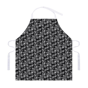 Black Adinkra Symbols Pattern Print Adjustable Apron