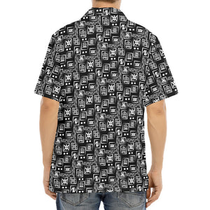 Black Adinkra Symbols Pattern Print Aloha Shirt