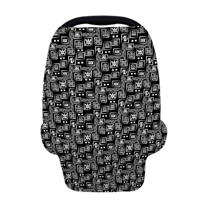 Black Adinkra Symbols Pattern Print Baby Seat Cover