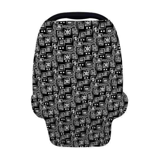 Black Adinkra Symbols Pattern Print Baby Seat Cover