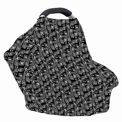 Black Adinkra Symbols Pattern Print Baby Seat Cover