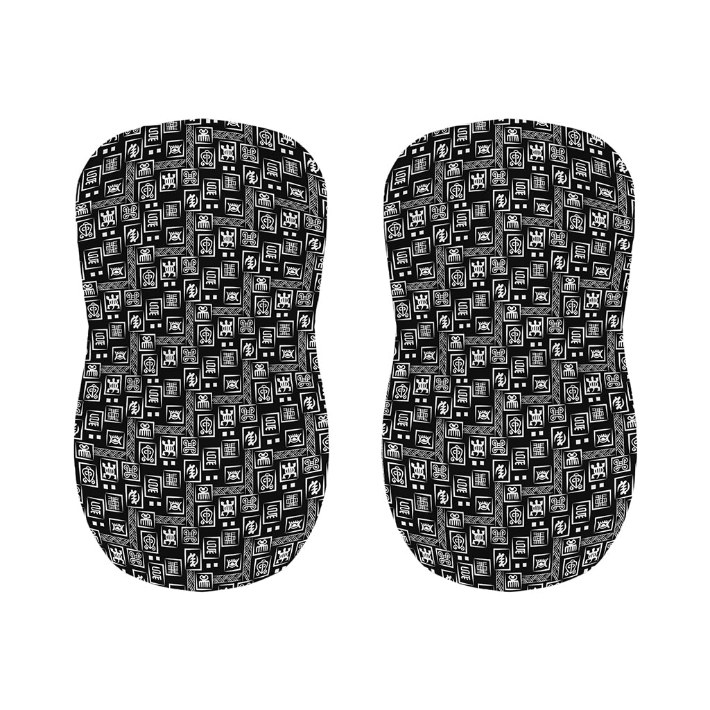 Black Adinkra Symbols Pattern Print Bar Stool Covers