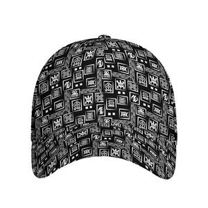 Black Adinkra Symbols Pattern Print Baseball Cap