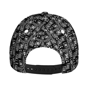 Black Adinkra Symbols Pattern Print Baseball Cap