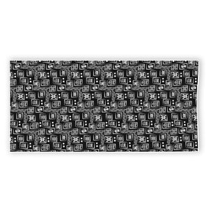 Black Adinkra Symbols Pattern Print Beach Towel