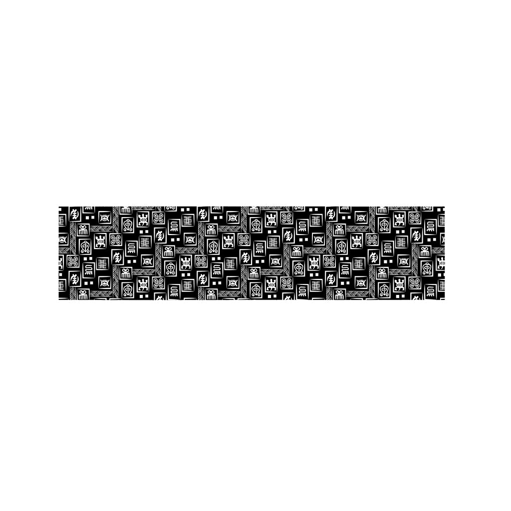 Black Adinkra Symbols Pattern Print Bed Runner