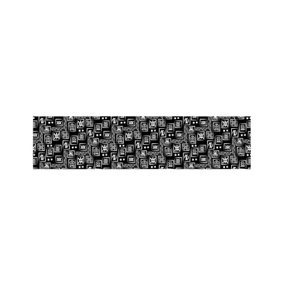 Black Adinkra Symbols Pattern Print Bed Runner