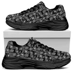 Black Adinkra Symbols Pattern Print Black Chunky Shoes