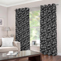 Black Adinkra Symbols Pattern Print Dimout Grommet Curtains