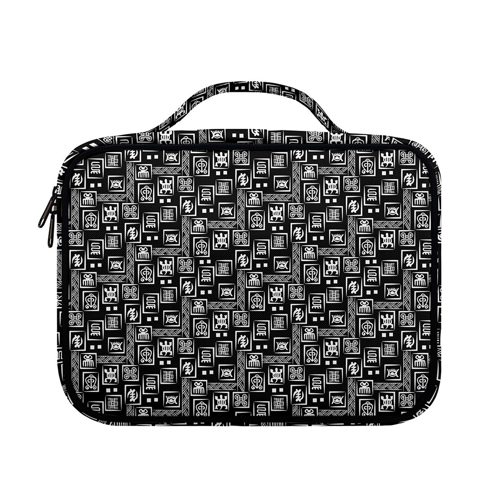 Black Adinkra Symbols Pattern Print Briefcase Bible Bag