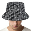 Black Adinkra Symbols Pattern Print Bucket Hat