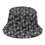 Black Adinkra Symbols Pattern Print Bucket Hat