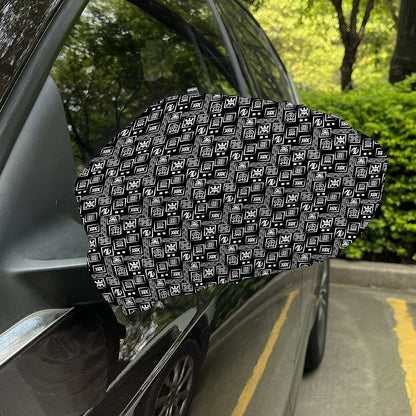 Black Adinkra Symbols Pattern Print Car Side Mirror Covers