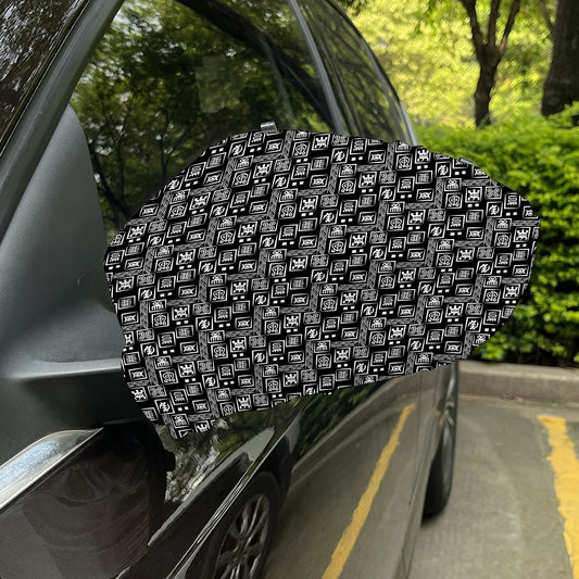 Black Adinkra Symbols Pattern Print Car Side Mirror Covers