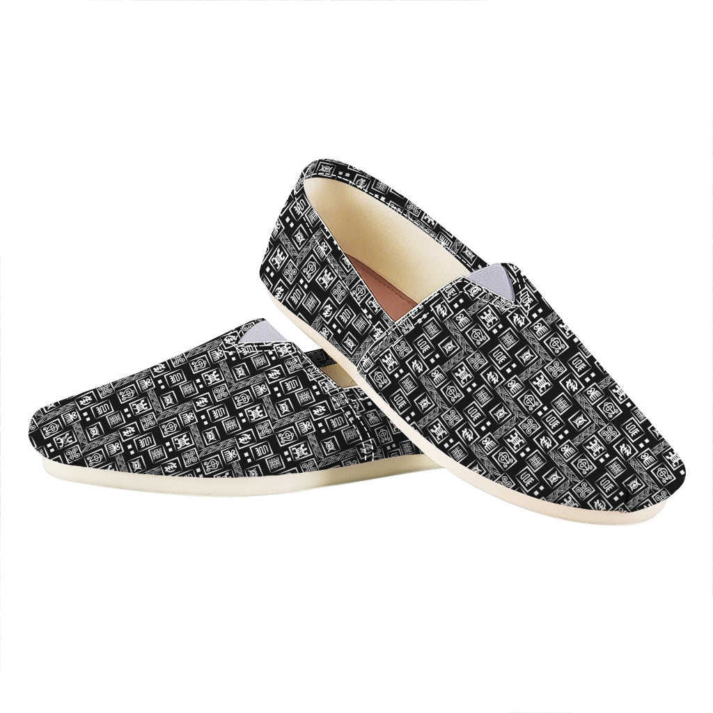 Black Adinkra Symbols Pattern Print Casual Shoes