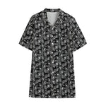 Black Adinkra Symbols Pattern Print Cotton Hawaiian Shirt
