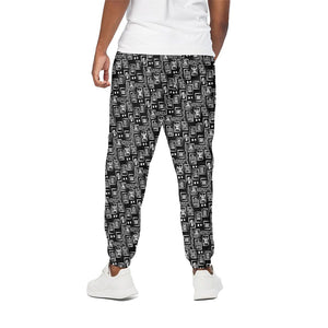 Black Adinkra Symbols Pattern Print Cotton Pants