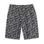 Black Adinkra Symbols Pattern Print Cotton Shorts