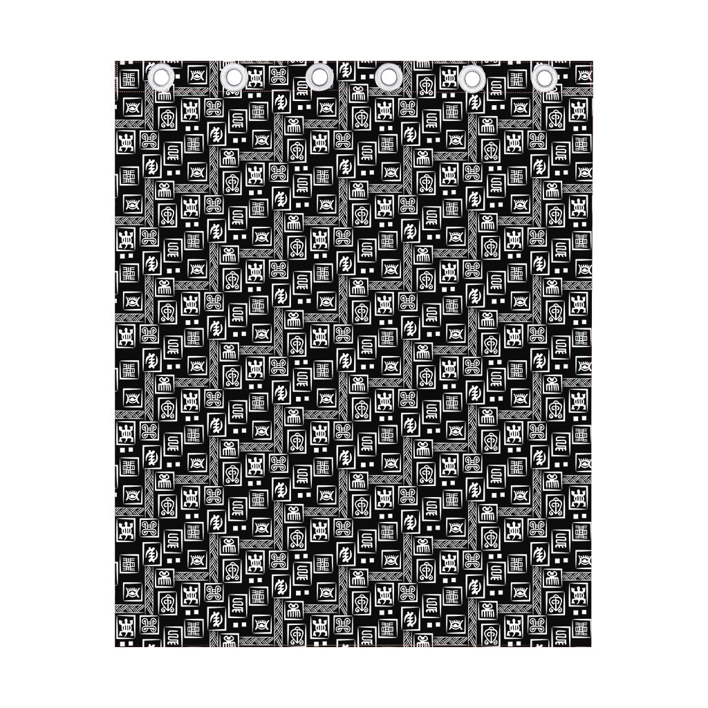 Black Adinkra Symbols Pattern Print Curtain