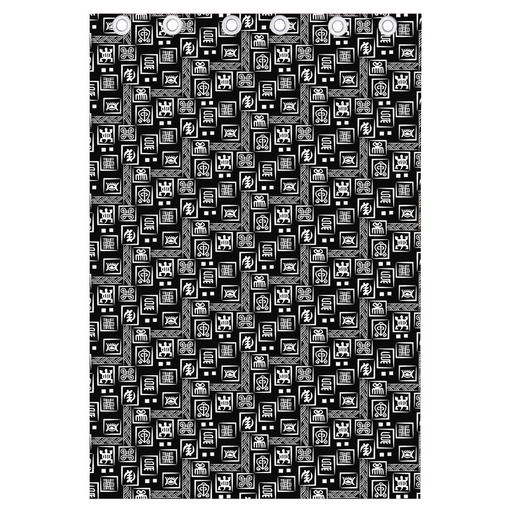 Black Adinkra Symbols Pattern Print Curtain