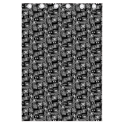 Black Adinkra Symbols Pattern Print Curtain