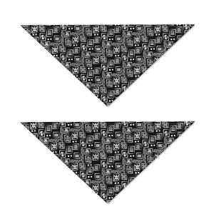 Black Adinkra Symbols Pattern Print Dog Bandana