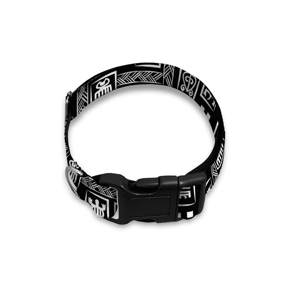 Black Adinkra Symbols Pattern Print Dog Collar