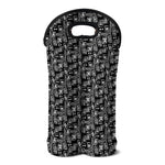 Black Adinkra Symbols Pattern Print Double Neoprene Wine Tote