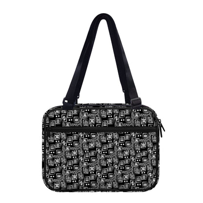 Black Adinkra Symbols Pattern Print Double Strap Bible Bag