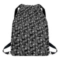 Black Adinkra Symbols Pattern Print Drawstring Backpack