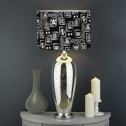 Black Adinkra Symbols Pattern Print Drum Lamp Shade