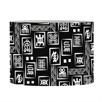Black Adinkra Symbols Pattern Print Drum Lamp Shade